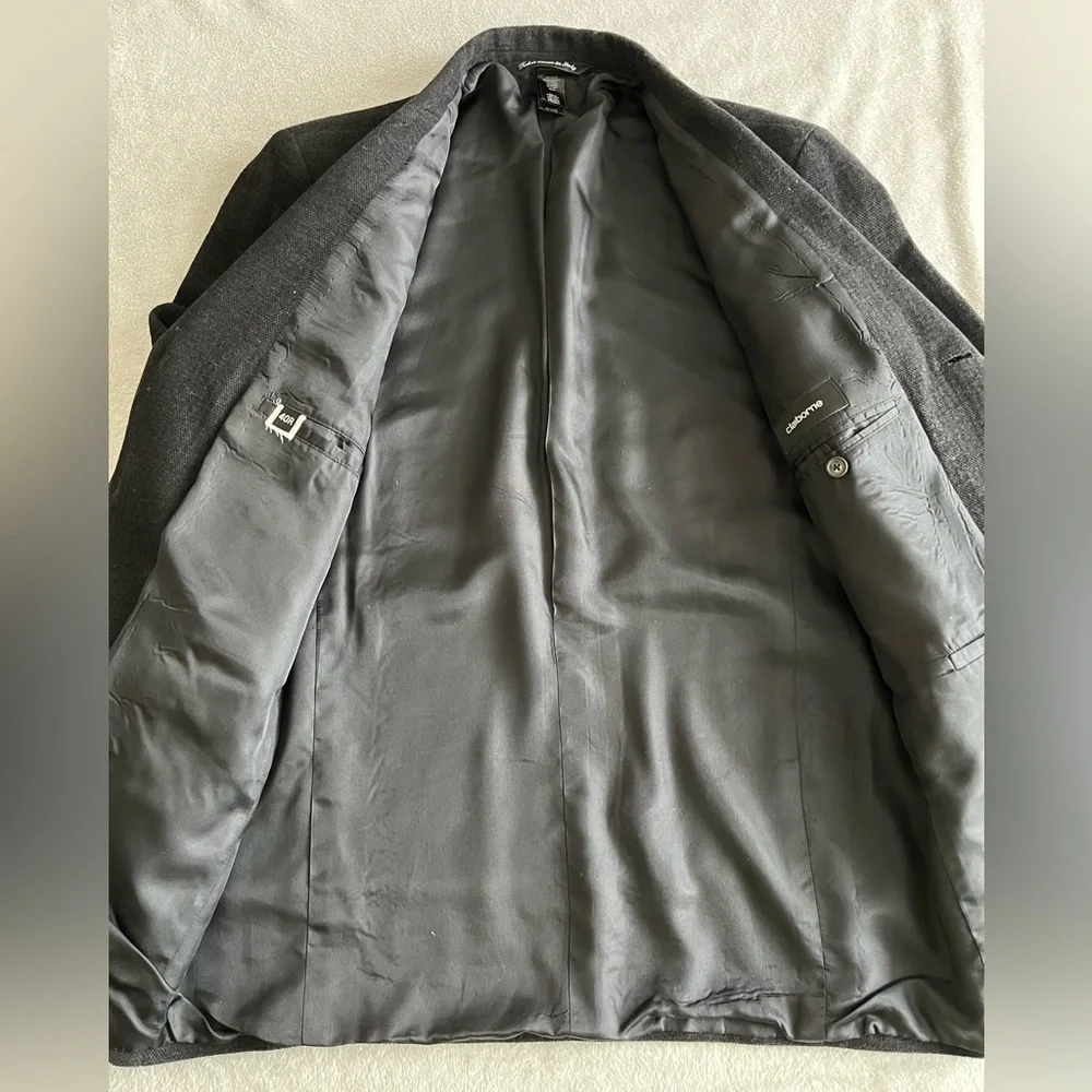 Claiborne Black Blazer Jacket Fabric Woven in Italy 40R